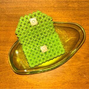 Electric Lime Beaded Wallet